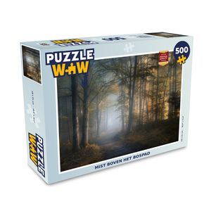 MuchoWow® Puzzle 500 Teile Wald - Nebel - Bäume - Waldweg - Natur - Pflanzen - 500 Teile - Kinder - Selberbauen - Puzzlespiele