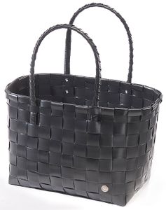 Kobolo Tasche Einkaufstasche Einkaufskorb geflochten Kunststoff Shopper - NOIR XXL - schwarz