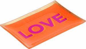 Gift Company Glasteller Love Plates Love M, Dekoteller, Schale, Glas, Orange, Gold, 10 x 14 cm, 1088204011
