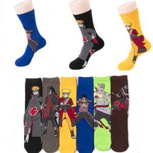 4 Paar Baumwollsocken Anime Naruto Socken Gelb/Schwarz/Grau/Blau Freizeitsocken für Männer Damen