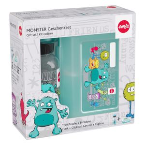 Emsa 518138 Tritan-Trinkflasche mit Brotdose Monster