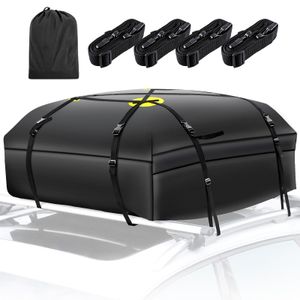Auto Dachbox 15 Kubikfuß Faltbare Dachkoffer Aufbewahrungsbox Wasserdicht Dachtasche Dachgepäckträger Tasche Aufbewahrungsbox für Reisen und Gepäcktransport, Autos, SUVs, Schwarz