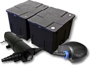 SunSun Komplettset: CBF-350B Teichfilter bis 60000 L Teichfilteranlage als Durchlauffilter, CTF-6000 SuperECO Teichpumpe 6000l/h 40W, CUV-236 Teichklärer UVC Klärer mit 36W