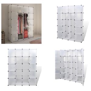 vidaXL Modularer Schrank mit 14 Fächern Weiß 37x146x180,5 cm - Modularer Schrank - Modulare Schränke - Kleideraufbewahrung - Schuhablage