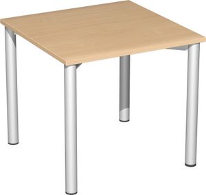 Geramöbel Schreibtisch feste Höhe, 800x800x720, Buche/Silber, S-550101-BS