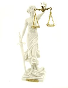 Alabaster Justitia Göttin Figur 17 cm Skulptur Themis BGB Recht Gerechtigkeit weiß