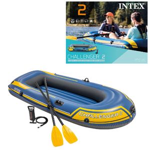 Intex 68367NP Challenger 2 Schlauchboot Set mit Paddel 236x114x41cm - Blau/Gelb