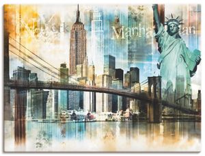 Nettesart: New York Skyline Abstrakte Collage, Produkt:Leinwand, Größe:30x40 cm / Leinwand