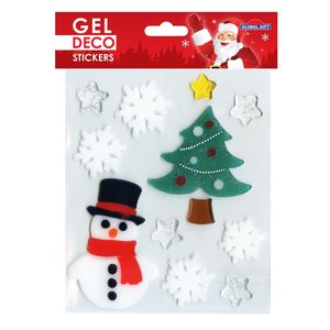 Gel-Sticker Weihnachten für Fenster - Schneemann und Tanne