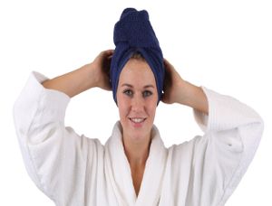 Betz Turban Handtuch Haarturban Kopftuch 100% Baumwolle Farbe: dunkelblau