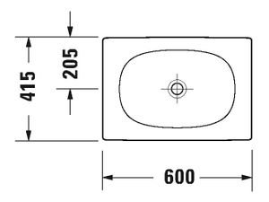 Duravit Viu - Umyvadlo na desku, 600x415 mm, bílá 2358600000