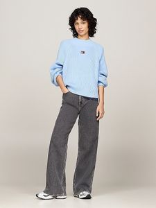 Hellblauer Damenpullover Tommy Jeans Badge Rib-Knit Vessel Blue-L