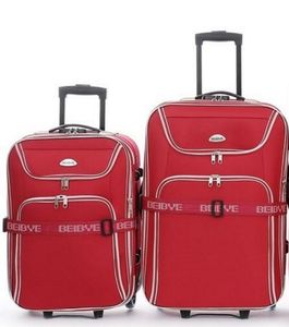 2-teiliges Trolley-Koffer-Set - 66 und 56cm - Dehnfalte - Koffergurt - Farbe: Rot