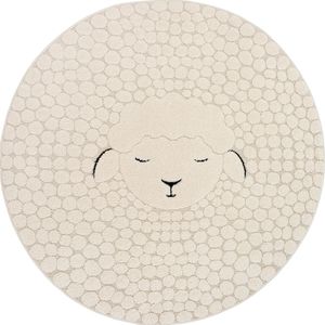 Teppich Kinderzimmer Babyzimmer Junge Mädchen Design Schaf Creme Rund