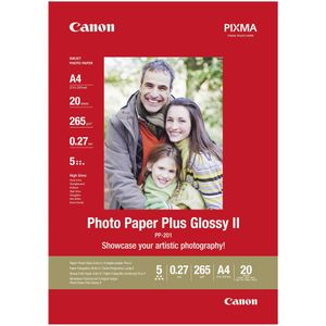 Canon Photo Paper Plus II PP-201 - Fotopapier, glänzend - A4 (210 x 297 mm) - 260 g/m2 - 20 Blatt - für PIXMA iP100, iP2600, iP2700, iX7000, MG2555, MG8250, MX7600, MX850, PRO-1, PRO-10, 100