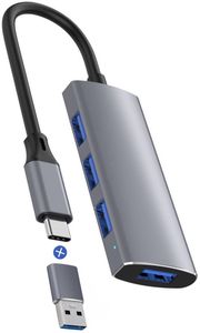 Rolio USB 3.0 Hub - 4 Ports - Inklusive USB C Konverter - USB Splitter - Universal - Funktioniert mit allen USB-C Geräten wie Macbook Pro / Air / iPad Pro / Galaxy / HP / Dell / Lenovo