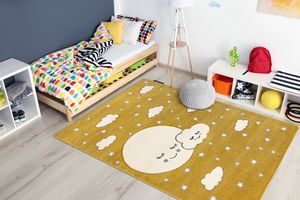 Kinderteppich PETIT MOON Sterne, Wolken gold Gelb 200x290 cm