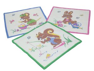 Betz 12 Stück Kinder Stoff Taschentücher Kindertaschentücher Set Größe 26x26 cm 100% Baumwolle Tier Motive Design 6