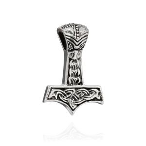 NKlaus Kettenanhänger Thors Hammer 925 Silber 20x13mm Silberanhänger Wikinger Amulett 10170