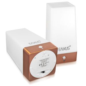Eaxus® Nachtlampe / Nachttischleuchte für Schlafzimmer, Kinderzimmer und Flur. Mit PIR-Bewegungssensor, batteriebetrieben, warmweiß