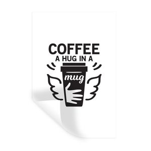 MuchoWow® Wandtattoo Wandsticker Wandaufkleber Kaffee - Zitate - Sprichwörter - Kaffee eine Umarmung in einer Tasse 80x120 cm Selbstklebend und Repositionierbar - Repositionierbar - Wasser abweisend