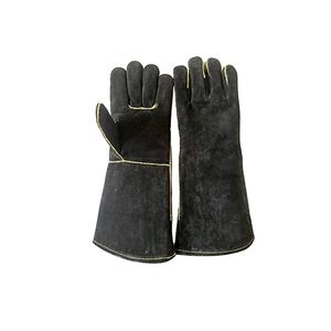 Grillhandschuhe  schwarzem Leder hitzebeständig Kamin-Handschuhe Sannover