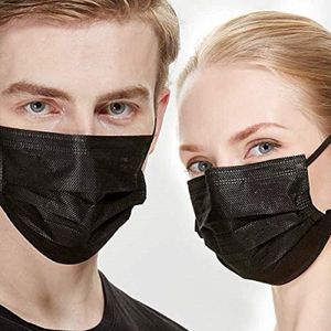 50Mundschutz Maske Masken 3Lagig Einwegmaske Nasenschutz Hygiene Schwarz