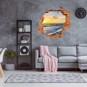 3D-Wandsticker Strand im Sonnenuntergang, Meer, Sonne - Wandtattoo M1203 – Design 02 / klein