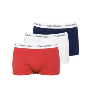 Calvin Klein Herren Boxershorts - Trunks, Baumwolle Stretch, 3er Pack BlauWeiß/Rot L