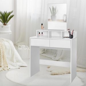 ML-Design toaletní stolek se zrcadlem a zásuvkou, 80x40x140 cm, bílý