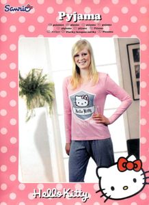 Hello Kitty Pyjama Schlafanzug Damen Nachtwäsche Langarm Obertei Hose lang 36/38