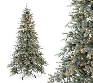 Evergreen Künstlicher Weihnachtsbaum Frost Fichte | Inkl. LEDs & Kunstschnee | Weiß | 210 cm