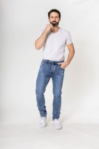 Jeans Regular Pasywny Krój Popielatych Pięć Kieszeni Spodnie Denim |