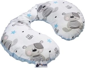 Nackenstütze nackenkissen baby reisekissen Baumwolle/Minky Teddybär mit hellblauen Minky