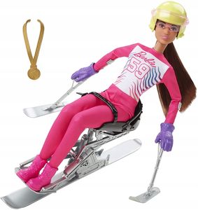 Lalka Barbie Para Sport Alpine Skiing, zestaw Barbie z akcesoriami