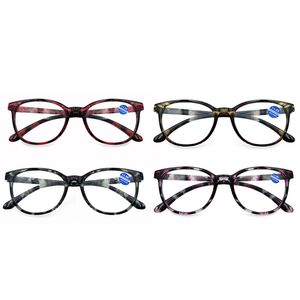 4PCS Lesebrille Neue bedruckte Blaulichtfilterbrille Ultraleichte Rahmen Computer Brillen für Damen Herren（Dioptrie +2,50）