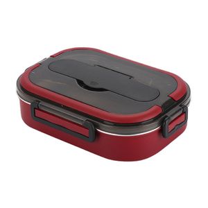 3-Gitter Lunchbox 27.5*20*7.5cm Rote Thermo Lunchbox Brotdose Speisebehälter Essen Thermos Isolier Behälter aus Edelstahl Lunchbox