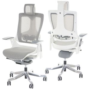 Kancelárska stolička MERRYFAIR Wau 2, kancelárska stolička otočná, čalúnenie/síťovina, ergonomická ~ bielo-sivá