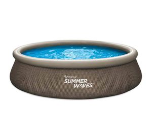 Summer Waves Quick Up Pool | aufblasbarer Pool rund | Rattanoptik braun | Ø 396x84 cm