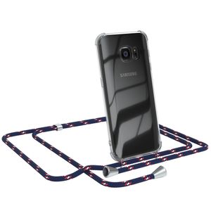 EAZY CASE Handykette kompatibel mit Samsung Galaxy S7 Kette, Handyhülle mit Umhängeband, Handykordel, Schutzhülle, Kette, Silikonhülle, Silikon Cover, Blau Camouflage