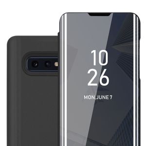 Cadorabo Case kompatibilní s Samsung Galaxy S10e v barvě TURMALINE BLACK - Clear View Mirror Protective Case - Ultra Slim Case Cover Case with Stand Function 360 Degree Protection Book Flap Style