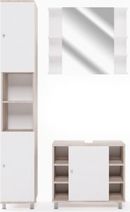 Vicco Badmöbel-Set Fynn, 3 Teile, mit Hochschrank, Sonoma/Weiß