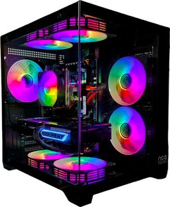 Gaming PC PHANTOM BLACK | NVIDIA RTX 5060 | 32GB RAM 500GB SSD | Intel 10 Core | RGB Lüfter mit Fernbedienung | Luftkühlung | WLAN 5 | Win 11
