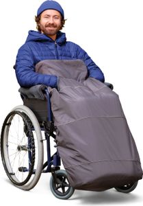 novely® OWEN PRO Rollstuhl-Fußsack aus Soft Fleece - Für Rollstühle mit Armlehnen - Thermo Schlupfsack für Erwachsene - Farbe: 02 Graphit