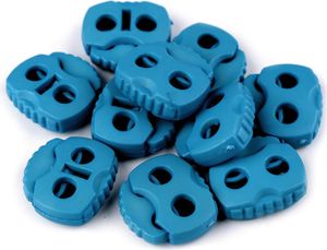 10 Kordelstopper mit zwei Löchern 20x20mm, Durchzug 5mm - 35 Farben