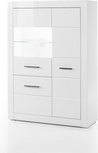 Vitrine Bianco 22 - Weiß Mattlack / Weiß Hochglanz