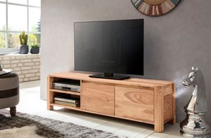 WOHNLING Lowboard BOHA Massivholz Akazie Kommode 140 cm TV-Board Ablage-Fächer Landhaus-Stil Unterschrank 40 cm TV-Möbel