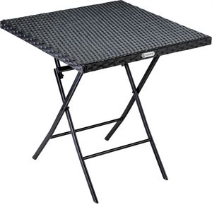 CASARIA® Gartentisch Wetterfest Klappbar 65x65cm Balkontisch Polyrattan Outdoor Klein 60kg Belastbarkeit Klapptisch Garten Terrasse Balkon Camping Tisch Schwarz