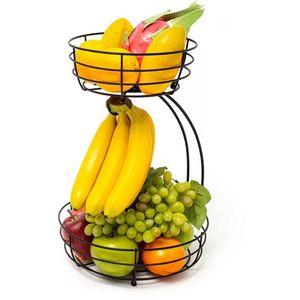 Etagere Obstkorb Obstschale 2 Stöckig mit Bananenhalter Stehende Tägliche Küche Moderne Praktische Obstschale