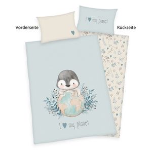 Pinguin Bettwäsche  " Green" / 40x60 cm + 100x135 cm